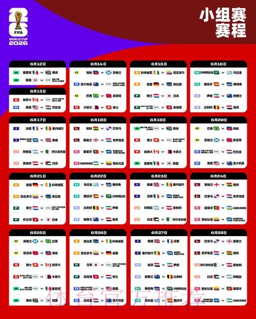 2026世界杯小组赛完整赛程揭晓
